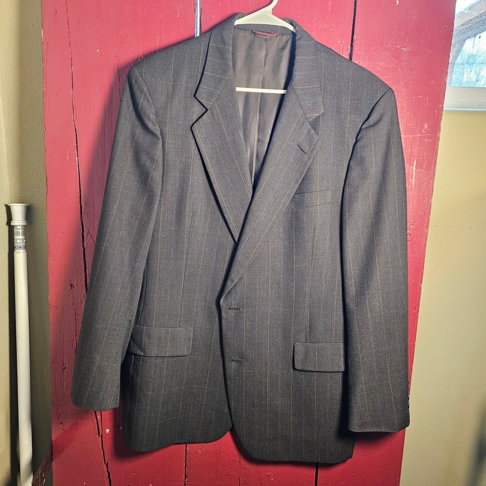 Hart‎ Schaffner Marx Mens Blazer Brown Windowpane Sport Coat 2 Button VTG